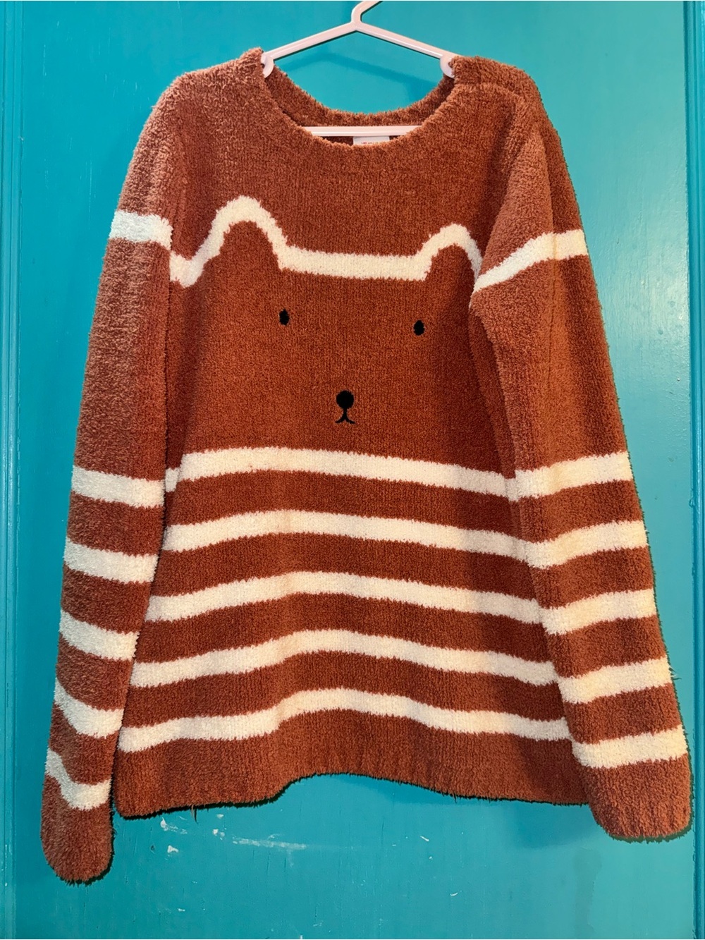 Hanna Andersson Brown & Cream Bear Stripe Plush Sweater - Kids